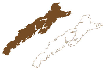 Wall Mural - Mellom-Vikna island (Kingdom of Norway) map vector illustration, scribble sketch Mellom Vikna map