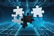 © Michael - Dynamic Puzzle Pieces Integrating in a Complex Digital Network Symbolizing Connection and Unity