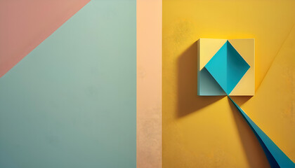 Wall Mural - colorful geometric shapes create an abstract design on a bright yellow background in a modern art se