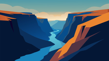 majestic view of fjadrargljufur canyon and river south east iceland, europe, vector illustration