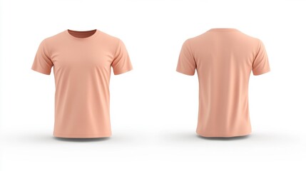 Canvas Print - Peach T-Shirt Front and Back Views Generative AI