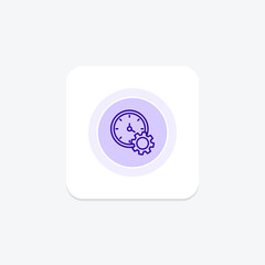 Canvas Print - Time management, Time settings purple line icon on a colorful circle, ai illustrator file