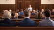 © Peter@studio5 - A courtroom gallery filled with people watching a high-profile trial, courtroom, justice, public gallery