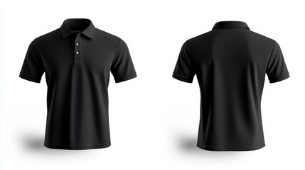 Poster - Black Polo Shirt Front and Back View Generative AI