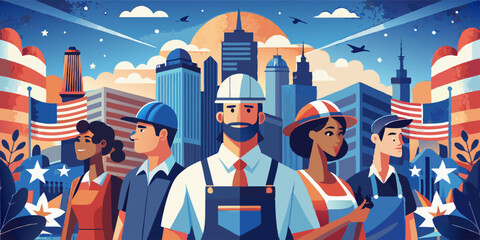 labor day, vector illustration flat 2