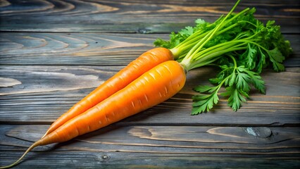 Bright orange carrot with leafy top