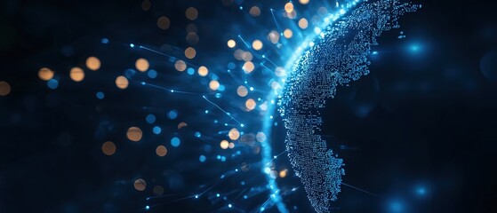 Canvas Print - an abstract representation of a digital globe surrounded by glowing particles. perfect for technolog