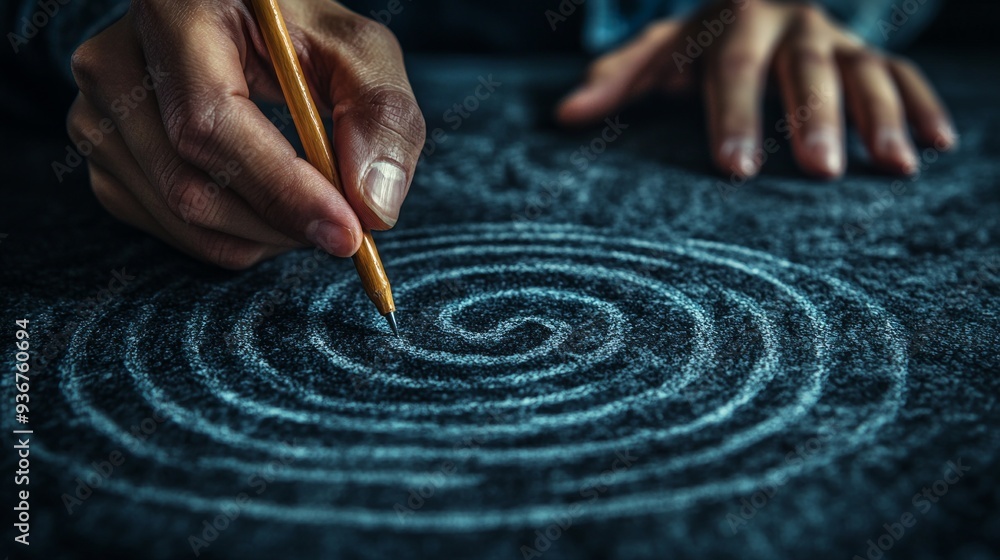 labyrinth, maze. Hand draw shorten straight line to go through the ...