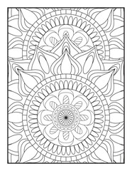 coloring full page mandala design. adult coloring page Vector coloring. Geometric floral pattern. Contour drawing on a white background. Ornamental mandala adult coloring book page.