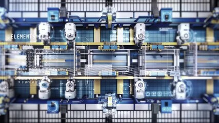 Wall Mural - automation of production conveyor work using programming.