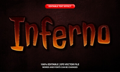 Wall Mural - Inferno text, editable text effect template, shiny red fire futuristic movie title, modern style typeface, premium vector	