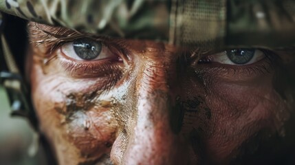 Close Up Of a Soldier's Face