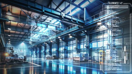 Animation depicting the concept of automated and digitalized production.