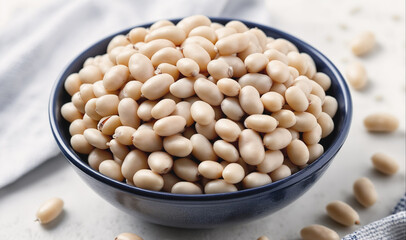 Wall Mural - A bowl of white beans sits on a white countertop