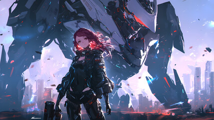 Futuristic Anime Mech Robot Character in Tech Inspired Manga Wallpaper