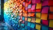 © Vladan - A vibrant wall covered with colorful sticky notes, representing creativity and brainstorming in a modern office environment.