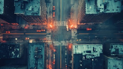 A city street view with a crosswalk and cars