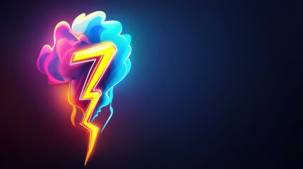 Wall Mural - a vibrant neon bolt sign illuminates the dark space, adding a modern and stylish touch to any decor 