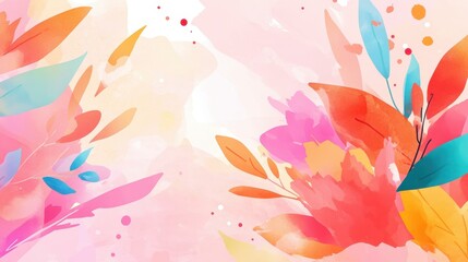 Poster - Bright pink watercolor splash blends with peony line art, adding a fresh, vibrant touch perfect for creative projects.