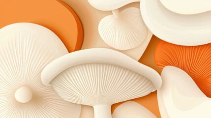 Canvas Print - Playful cartoonstyle flat illustration showcasing white mushroom gills with fun textures and vibrant colors.