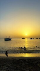 Wall Mural - Fishing boats in Juan Griego Bay at sunset. Margarita Island, Nueva Esparta State. Venezuela