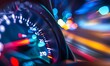 © Farid - Speedometer scoring high speed in a fast motion blur racetrack background. Speeding Car Background Photo Concept.