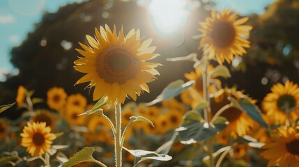 Poster - Sunflowers turn their faces towards the sun, radiating positivity.