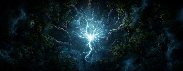 Wall Mural - anime hero making a final sacrifice to save their comrades, in a mystical forest with ancient trees 