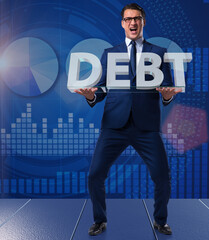 Sticker - Businessman in debt business concept