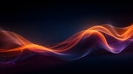 glowing mauve orange particles curve and lines floating as wave surface, global connecting network, abstract digital mountain landscape, 3d graphic illustration