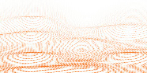 Wall Mural - Abstract orange halftone wavy lines, vector illustration.