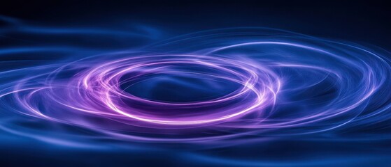 Wall Mural - A mesmerizing swirl of vibrant purple and blue light creating a captivating abstract design against a dark backdrop.