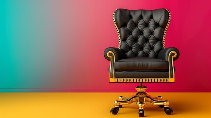 Wall Mural - Golden black winner chair isolated on colorful background