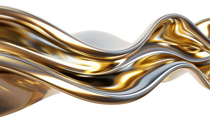 Wall Mural - A smooth, flowing metallic wave with a blend of gold and silver tones.