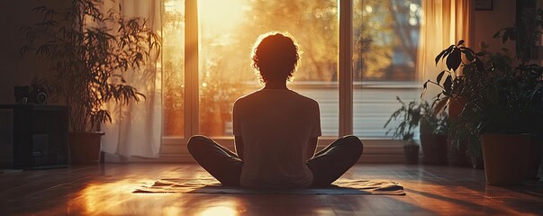 Person practicing progressive muscle relaxation in a quiet room, focusing on releasing physical tension, illustrating the connection between physical and mental well-being