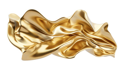 Wall Mural - A wrinkled, shiny golden fabric with a smooth texture.