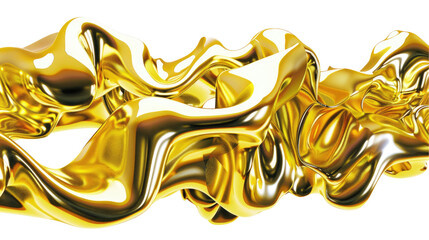 Wall Mural - A shiny, golden, abstract wave-like form with smooth, flowing surfaces.