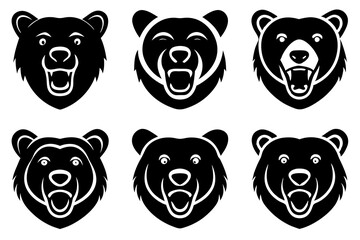 Wall Mural - Set of Bear head icon silhouette vector illustration