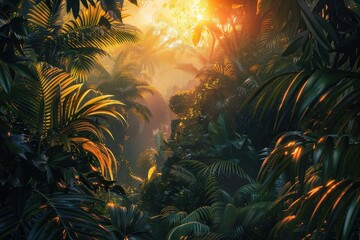 Sticker - Tropical Sunset Illuminates Rainforests