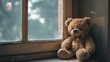 © Emma - lonely brown bear doll best friend sit alone thinking of to the childhood baby that use to fun together