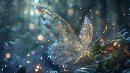 Wall Mural - enchanted butterfly in a magical forest