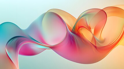 Wall Mural - 24. Abstract, translucent curves in bright colors floating against a transparent backdrop