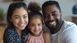 © paper later - Happy Interracial Family Portrait with Smiling Parents and Daughter