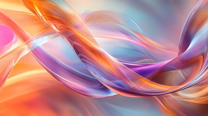 3. Colorful ribbons of light twisting and curling in a transparent space