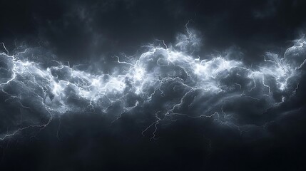 Canvas Print - A dramatic display of lightning amidst dark storm clouds, illustrating nature's power.