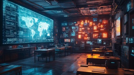 Canvas Print - Futuristic Control Room.