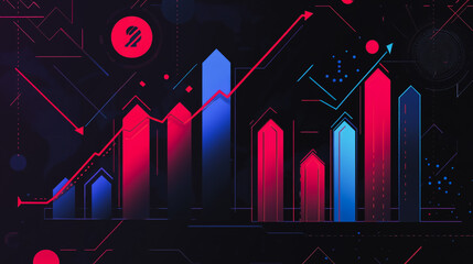 Canvas Print - charts and graphs with statistics to analyze business potential and forecast future development of companies growth