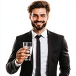 © Denny - Smiling Man in Suit Holding a Glass of Water