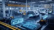 © Sea - Futuristic industry 4 0 factory floor with robots and IoT devices seamlessly integrating, optimizing production
