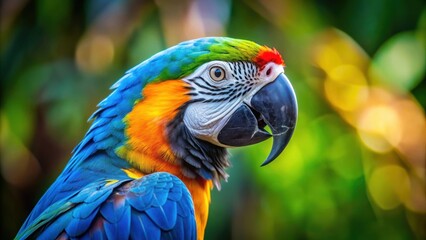 Canvas Print - Colorful parrot with a blue and yellow beak, parrot, colorful, blue, yellow, beak, vibrant, feathers, tropical, bird, exotic